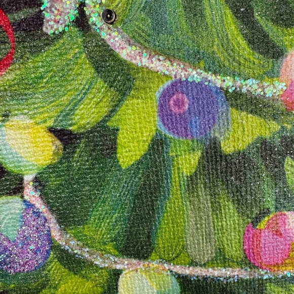 Collectible Rare Pier 1 Imports Christmas Tree Lighted Glitter Canvas Holiday - Picture 6 of 12